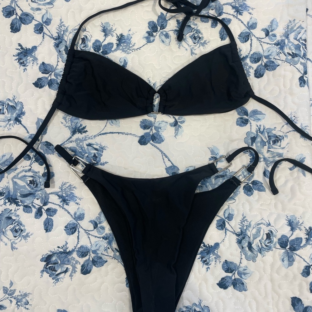 Black Bikini with Silver Hardware